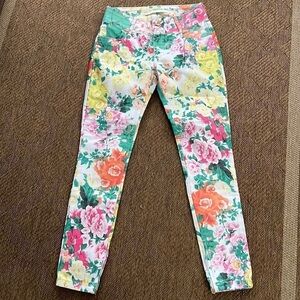Lance Perfume Flowered Jeans Made in Brazil size 38 Art Design